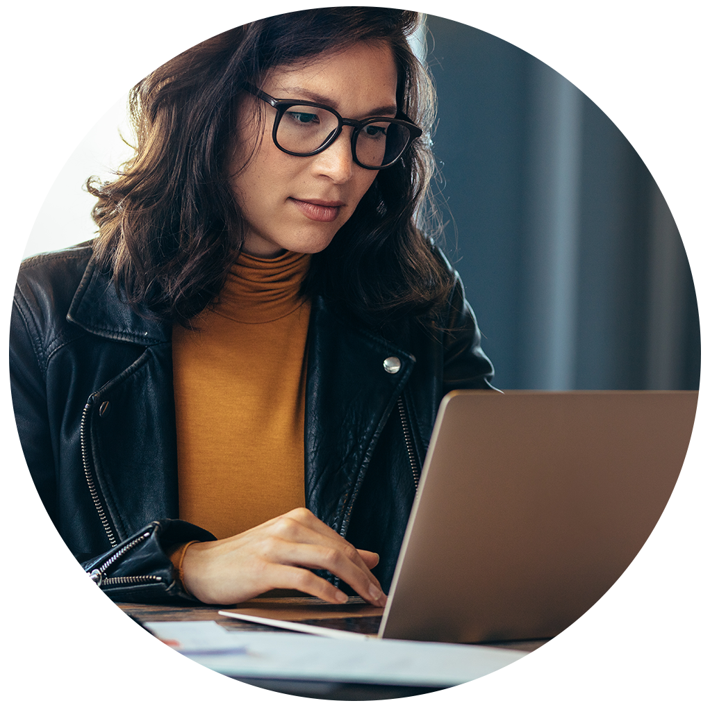 Woman working on a laptop